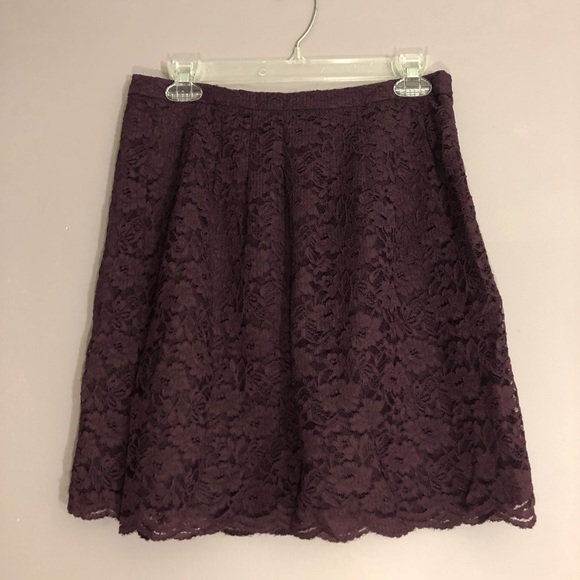 LOFT Dresses & Skirts - Loft Mini Skirt Lace Floral Plum NWT 4
